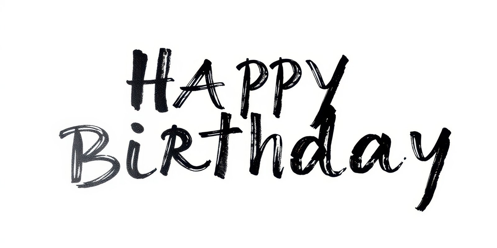 Celebratory message expressing happiness on birthdays written in black brush script on a white background